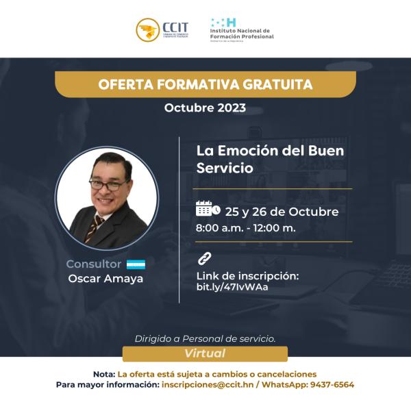 Aprende a identificar a cómo mantener un servicio al cliente con excelencia con buenas practicas y cultura de servicio con la capacitación "La emoción del buen servicio".  Inscríbete ➡️ https://bit.ly/47IvWAa  Más información 📩 inscripciones@ccit.hn