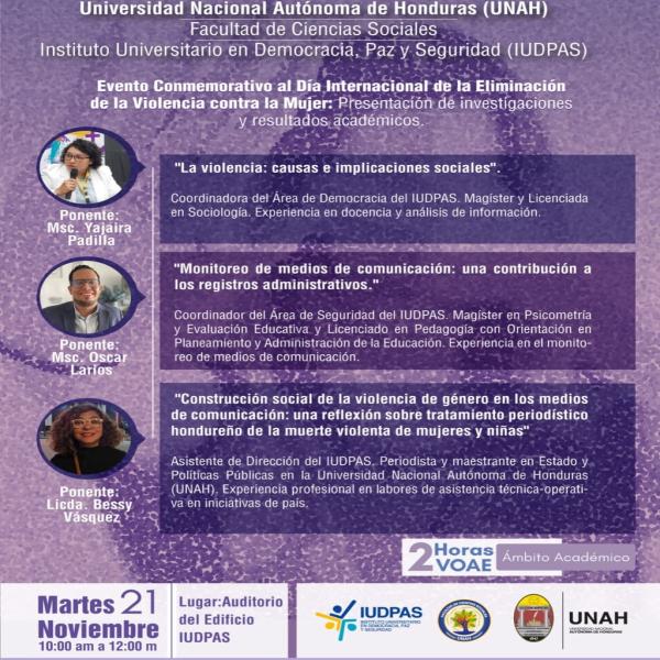 Evento Conmemorativo al Día Internacional de la Eliminación de la Violencia contra la Mujer: Presentación de investigaciones y resultados académicos