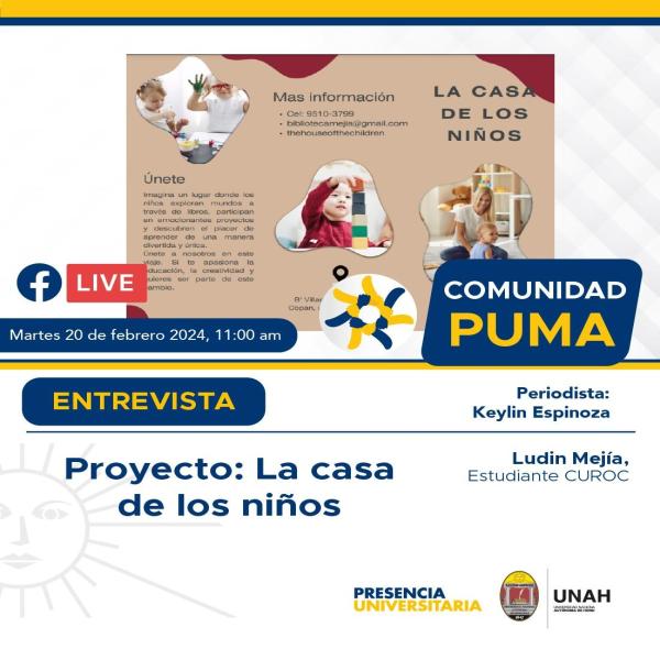 FB Live Comunidad Puma: Proyecto: La Casa de los niños  