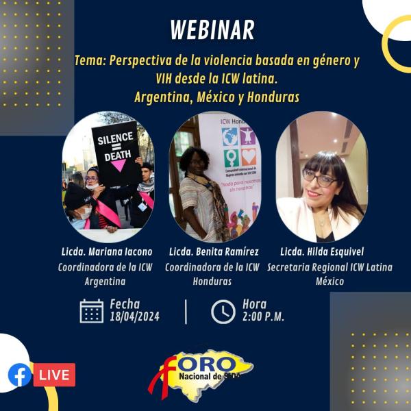  Webinar: ´´Perspectiva de la Violencia Basada en Género y VIH una mirada desde la ICW Latina´´