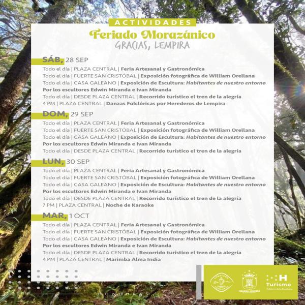 Actividades Feriado Morazánico en Gracias, Lempira  