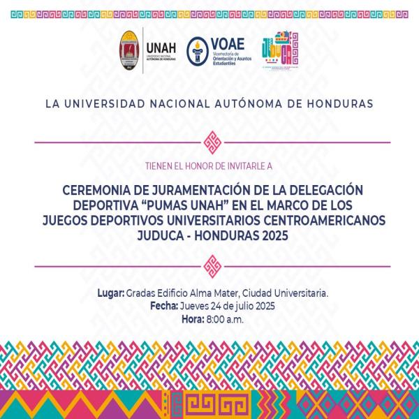 Ceremonia de Juramentación de la delegación Pumas UNAH previo a su participación en los JUDUCA 2025